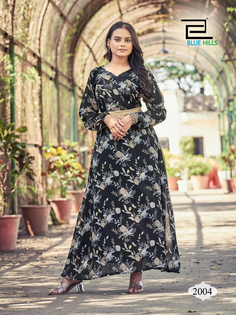 Blue Hills Hit Design Collection Georgette Printed Fancy Designer Kurti