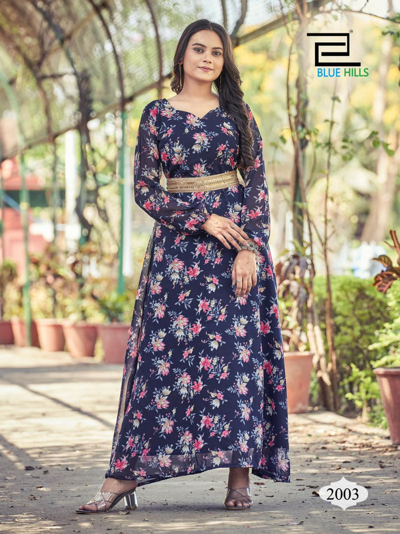 Blue Hills Hit Design Collection Georgette Printed Fancy Designer Kurti