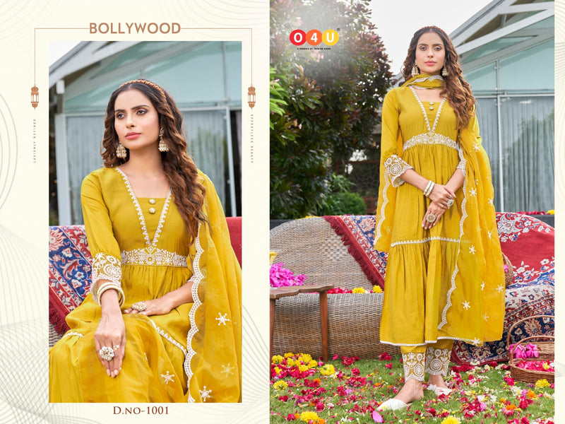 O4u Bollywood Viscose Silk With Beautiful Embroidery Designer Ready Made Suits