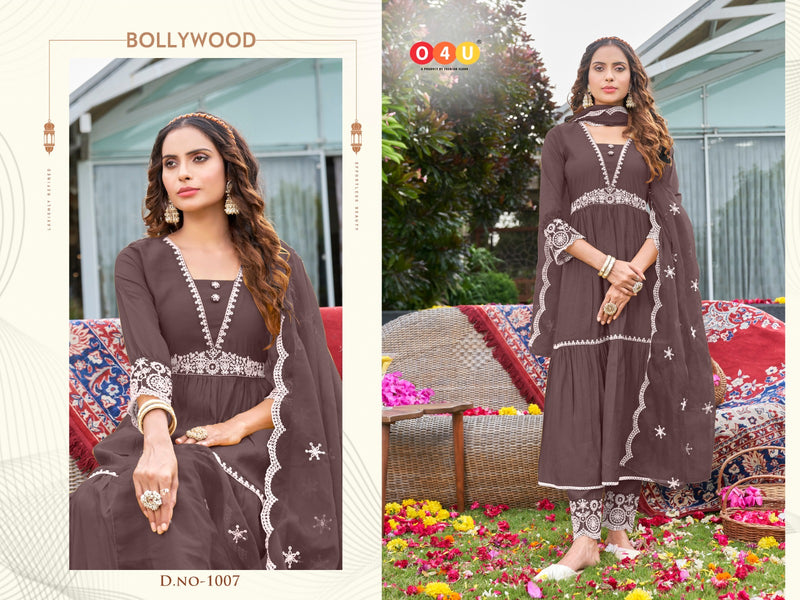 O4u Bollywood Viscose Silk With Beautiful Embroidery Designer Ready Made Suits