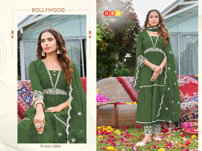 O4u Bollywood Viscose Silk With Beautiful Embroidery Designer Ready Made Suits