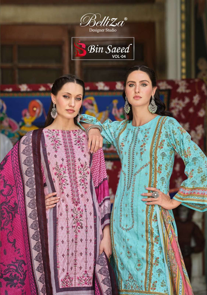 Belliza Designer Studio Bin Saeed Vol 4 Pure Cotton Digital Print Embroidered Salwar Suit