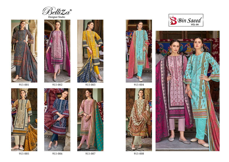 Belliza Designer Studio Bin Saeed Vol 4 Pure Cotton Digital Print Embroidered Salwar Suit