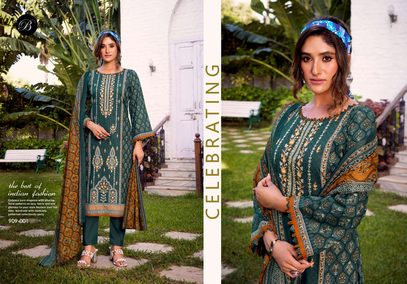 Belliza Designer Studio Bin Saeed Vol 9 – Latest Cotton Suit Collection 2025 | Heavy Embroidery Work
