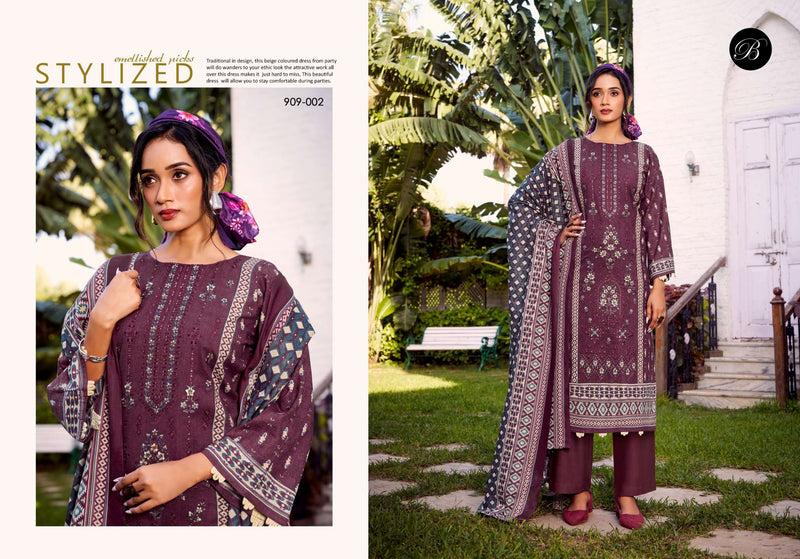 Belliza Designer Studio Bin Saeed Vol 9 – Latest Cotton Suit Collection 2025 | Heavy Embroidery Work