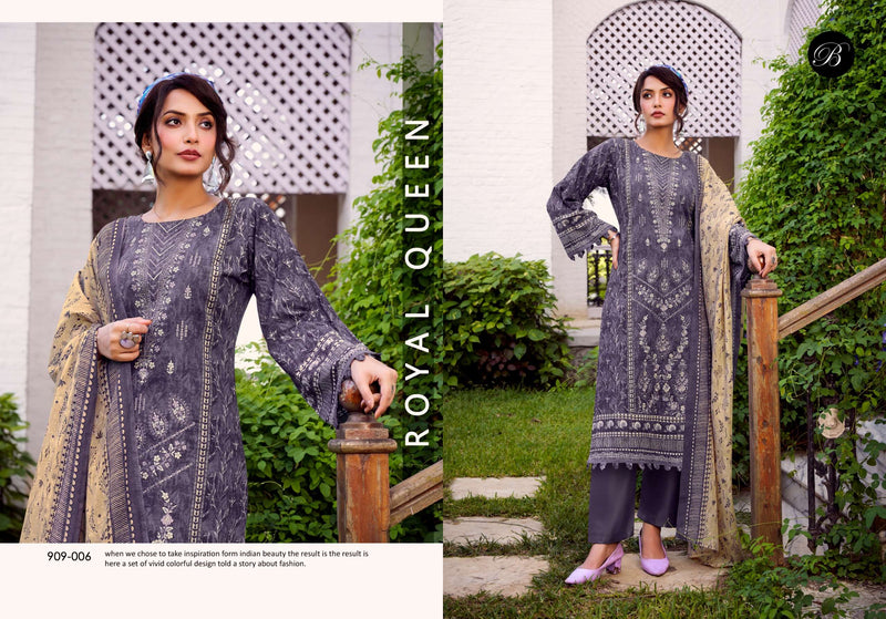 Belliza Designer Studio Bin Saeed Vol 9 – Latest Cotton Suit Collection 2025 | Heavy Embroidery Work