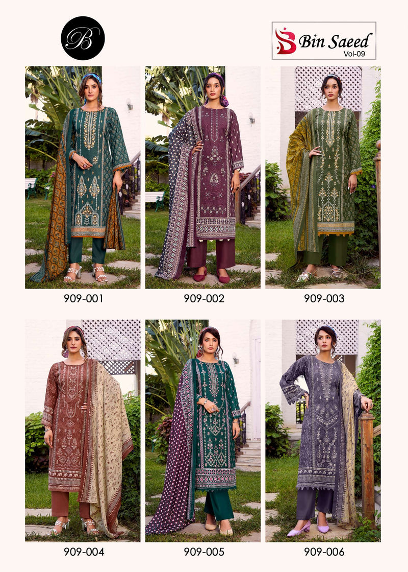 Belliza Designer Studio Bin Saeed Vol 9 – Latest Cotton Suit Collection 2025 | Heavy Embroidery Work