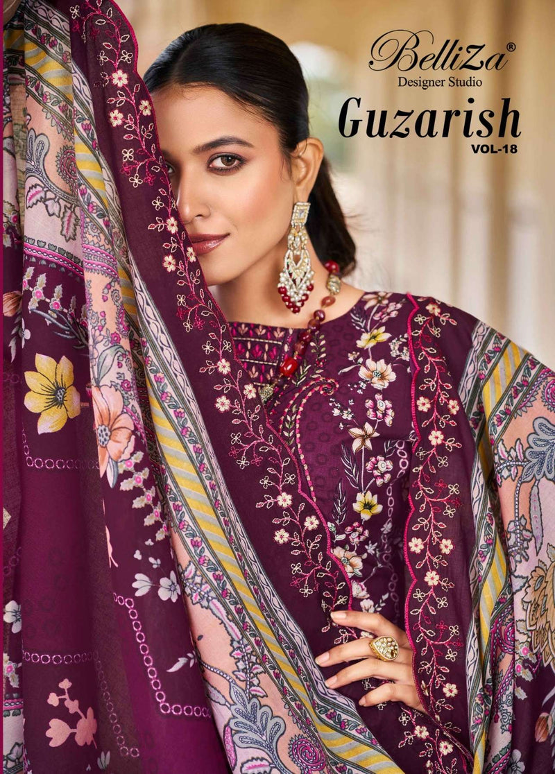 Belliza Designer Studio Guzarish Vol 18 Pure Cotton Print Embroidered Work Salwar Suit