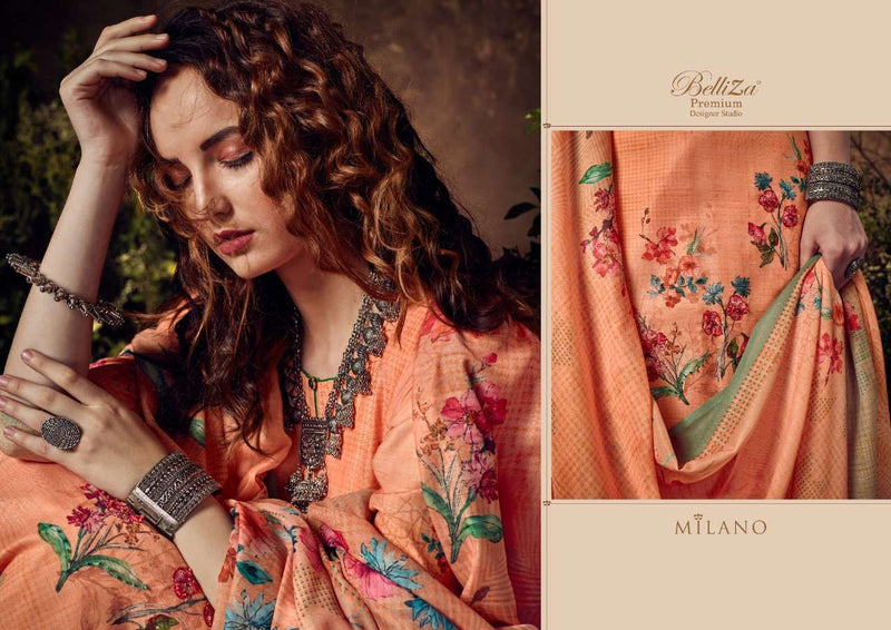 Belliza Designer Studio Milano Cotton Muslin Cotton Muslin Original Digital Print with Exclusive Fancy Heavy Handwork Salwar Kameez