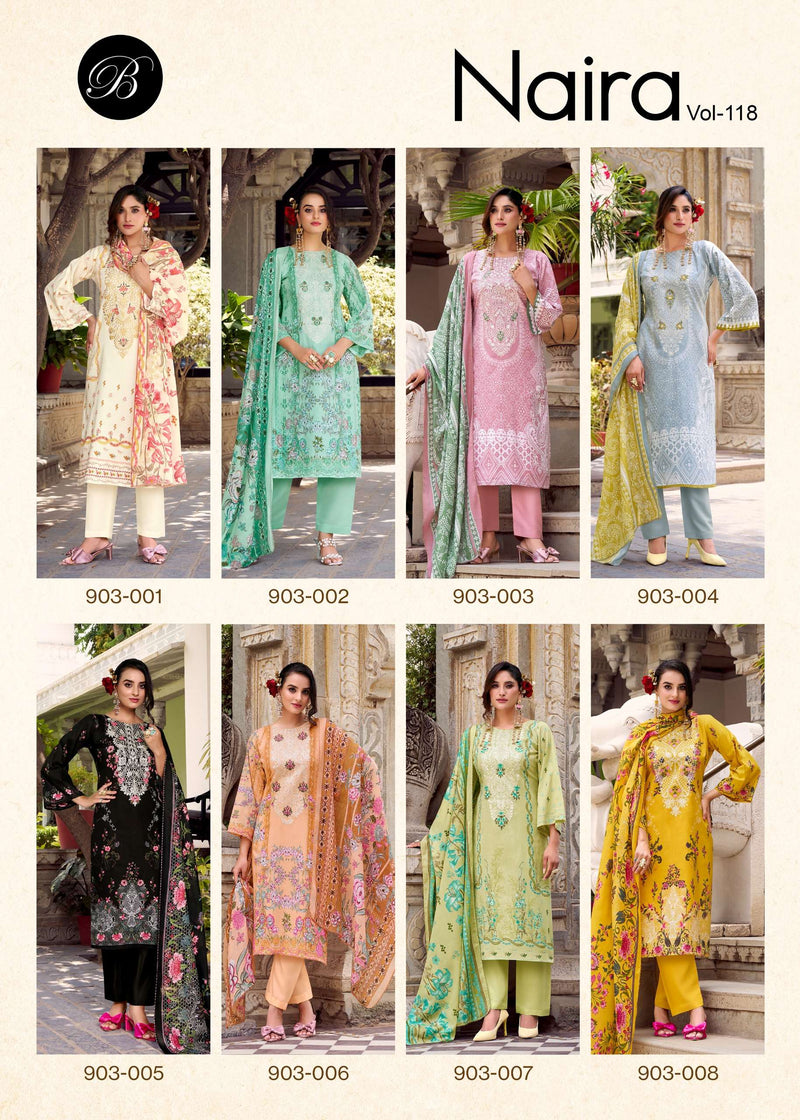 Belliza Designer Studio Naira Vol 118 Pure Cotton Embroidered Work Salwar Suit
