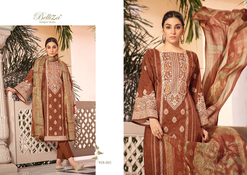 Belliza Designer Studio Naira Vol 51 Pure Cotton Digital Print With Embroidery Work Suit