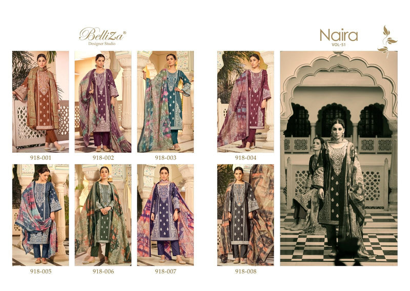 Belliza Designer Studio Naira Vol 51 Pure Cotton Digital Print With Embroidery Work Suit