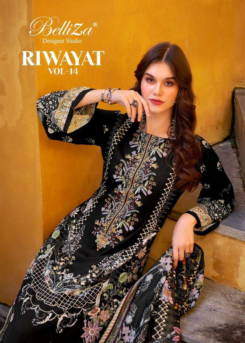 Belliza Designer Studio Riwayat Vol 14 Pure Viscose Rayon Embroidered Salwar Kameez
