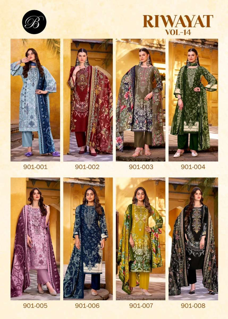 Belliza Designer Studio Riwayat Vol 14 Pure Viscose Rayon Embroidered Salwar Kameez