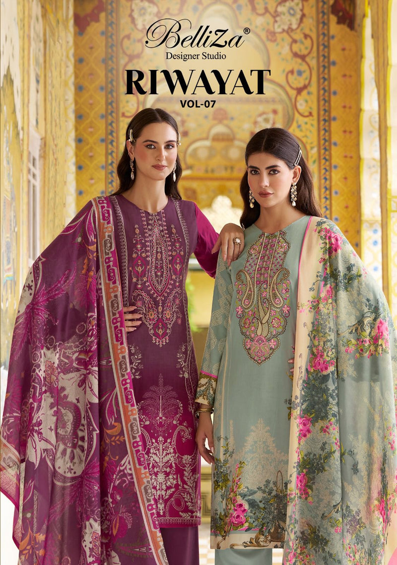 Belliza Designer Studio Riwayat Vol 7 Pure Viscose Rayon Printed Salwar Suit