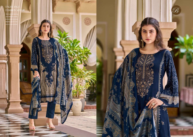 Belliza Designer Studio Riwayat Vol 9 Pure Viscose Rayon Print With Self Embroidery Work Salwar Suit