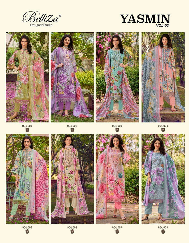 Belliza Designer Studio Yasmin Vol 3 Pure Cotton Digital Print Embroidered Salwar Kameez