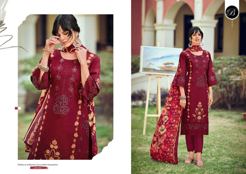 Belliza Designer Studio Zoya Pure Cotton Heavy Karachi Embroidery Work Salwar Suit