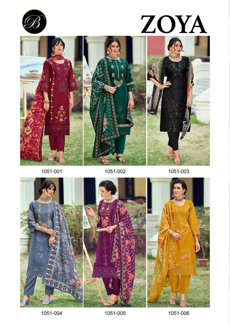 Belliza Designer Studio Zoya Pure Cotton Heavy Karachi Embroidery Work Salwar Suit