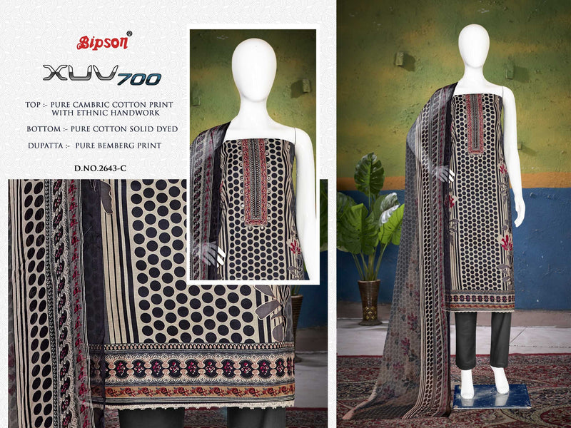 Bipson Fashion XUV 700 2642 Pure Cambric Cotton Print With Khatli Lace Work Salwar Suit