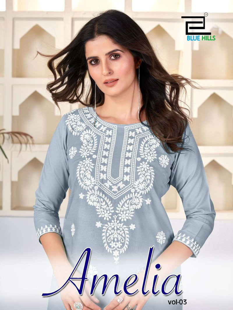 Blue Hills Amelia Vol 3 Rayon Fancy Lucknowi Work Kurti