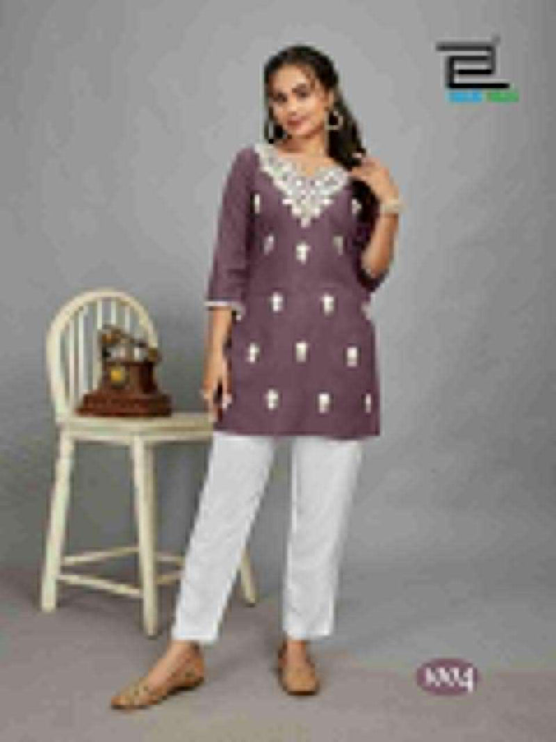 Blue Hills Divya Rayon Lucknowi Work Designer Short Fancy Work Of Kurti