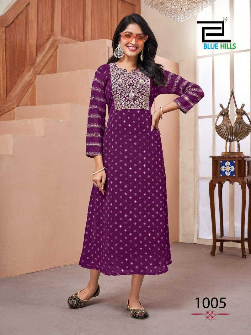 Blue Hills Lakme Self Embroidery Heavy Designer Daily Wear Kurti