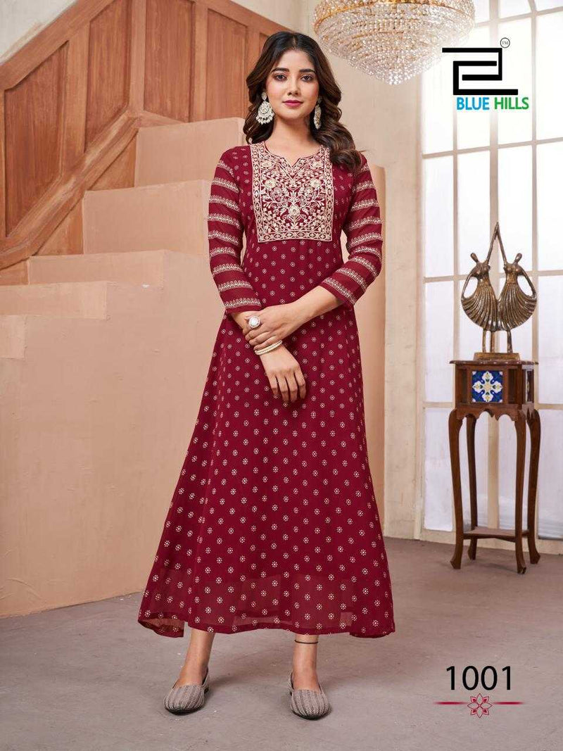 Blue Hills Lakme Self Embroidery Heavy Designer Daily Wear Kurti