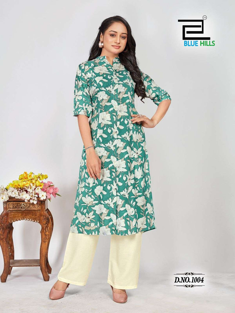 Blue Hills Maher Rayon Print Fancy Designer Kurti Collection