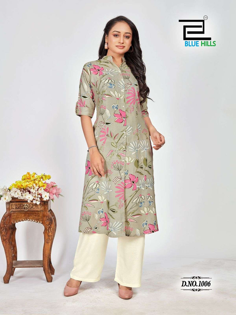 Blue Hills Maher Rayon Print Fancy Designer Kurti Collection