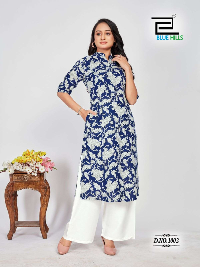 Blue Hills Maher Rayon Print Fancy Designer Kurti Collection