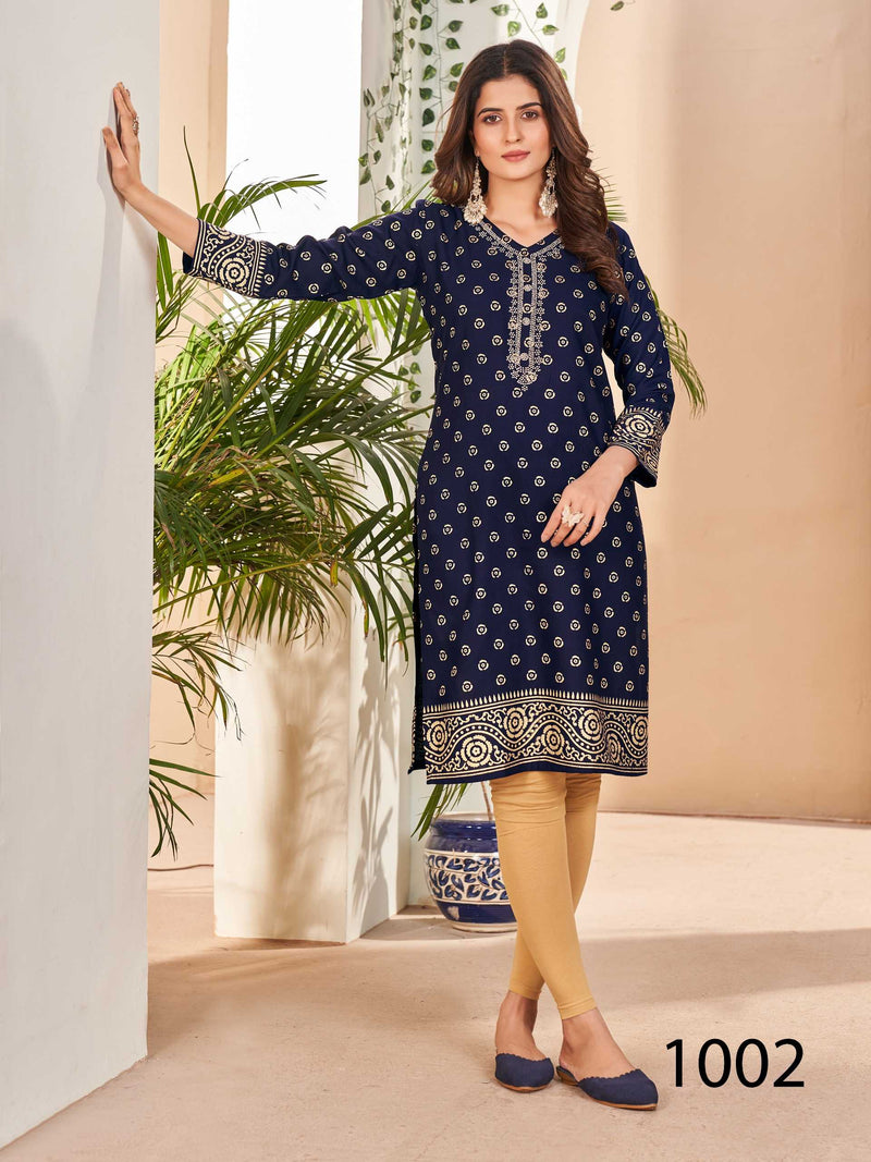 Blue Hills Mrunal Rayon Heavy Embroidery With Hand Work Set Of Kurti