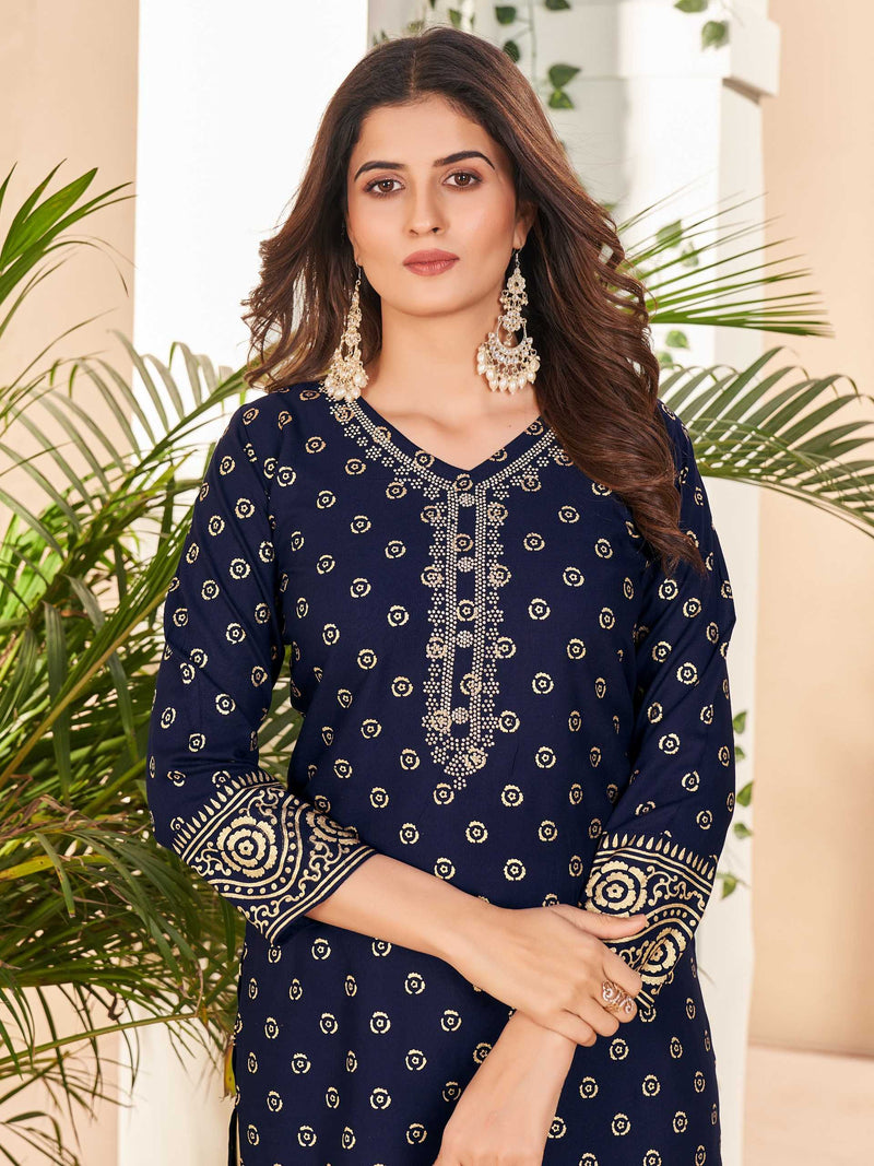 Blue Hills Mrunal Rayon Heavy Embroidery With Hand Work Set Of Kurti