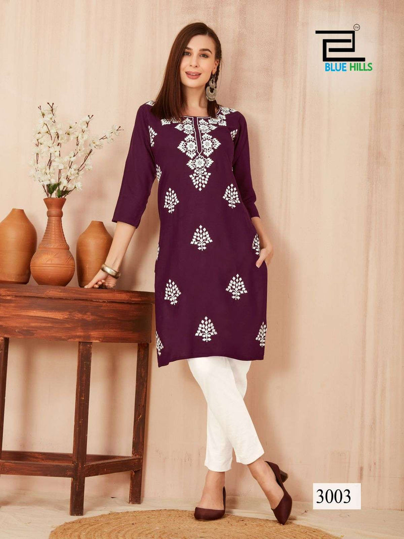 Blue Hills Nawab Vol 3 Rayon Lucknowi Fancy Designer Kurti