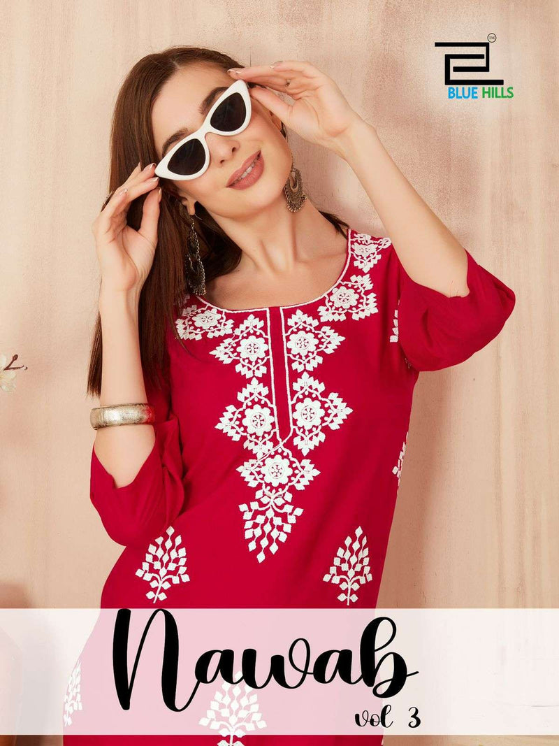 Blue Hills Nawab Vol 3 Rayon Lucknowi Fancy Designer Kurti