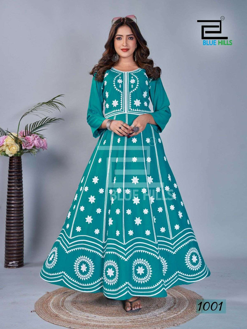 Blue Hills Rashmika Pure Rayon Fancy Sequence Work Designer Kurti