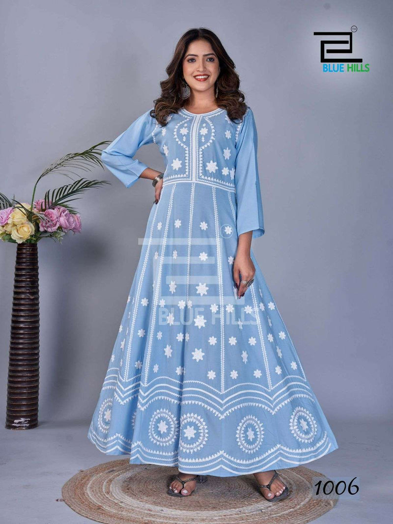 Blue Hills Rashmika Pure Rayon Fancy Sequence Work Designer Kurti