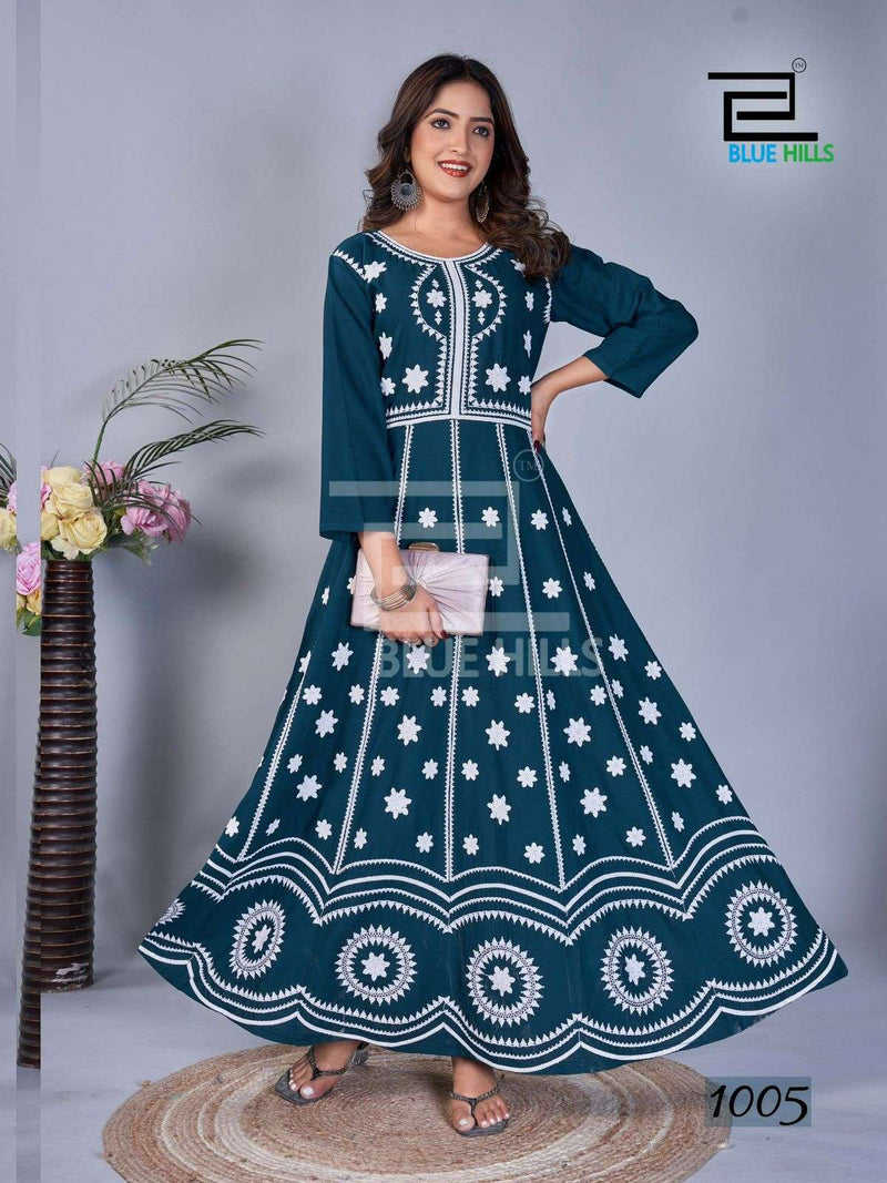 Blue Hills Rashmika Pure Rayon Fancy Sequence Work Designer Kurti