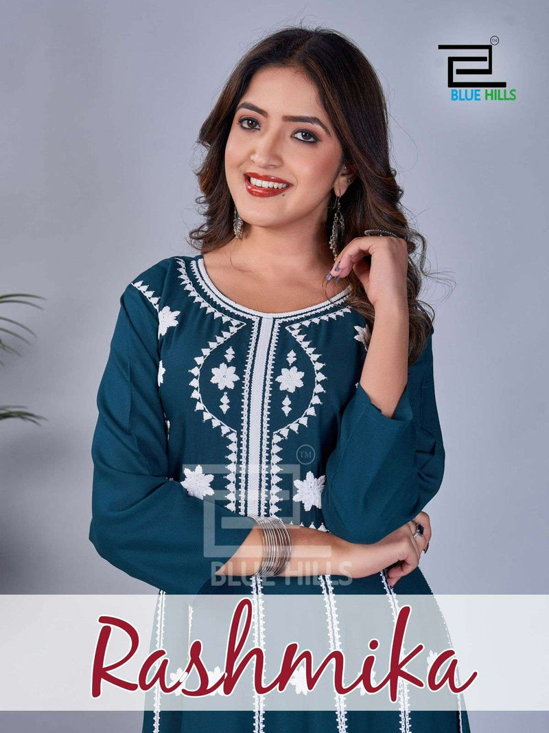 Blue Hills Rashmika Pure Rayon Fancy Sequence Work Designer Kurti