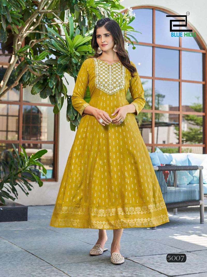 Blue Hills Walkway Vol 50 Rayon Digital Fancy Designer Gown