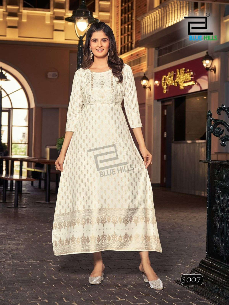 Blue Hills reels Vol 3 Rayon Print Fancy Designer Long Gown Kurti