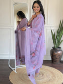 Buy SYF Lavender Indrani Embroidered Tesla Kurta Pant Dupatta Set Online | Graceful Ethnic Wear for Women