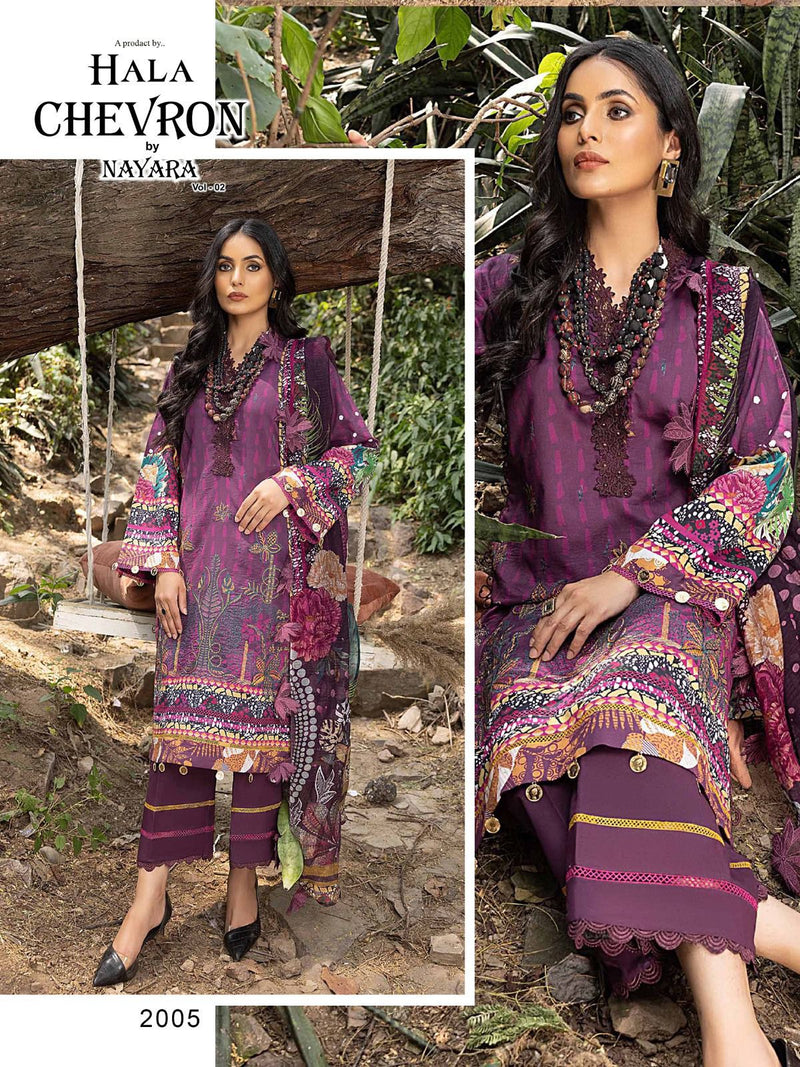 Hala Chevron By Nayra Vol 2 Cotton Karachi Printed Fancy Salwar Suits