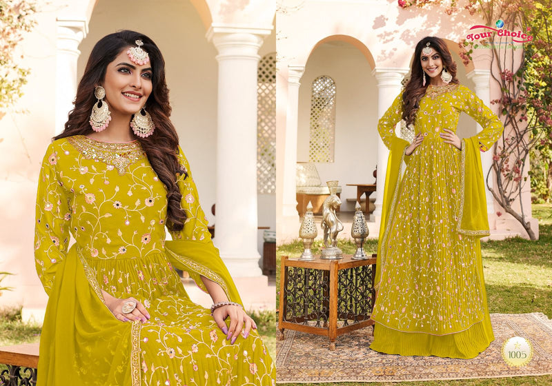 Your Choice Cosmic Bloomiing Georgette With Heavy Embroidery Designer Suits