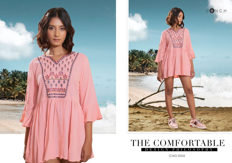 The Conch Compass Vol 10 Heavy Rayon Embroidery Work Daily Wear Kurti