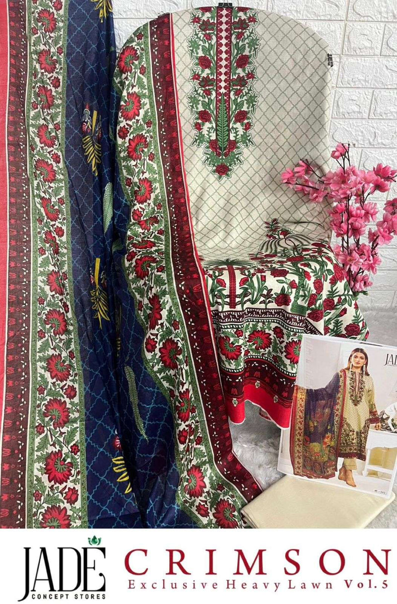 Jade Crimson Exclusive Heavy Lawn Cotton Collection Vol 5  Fancy Designer Salwar Suit