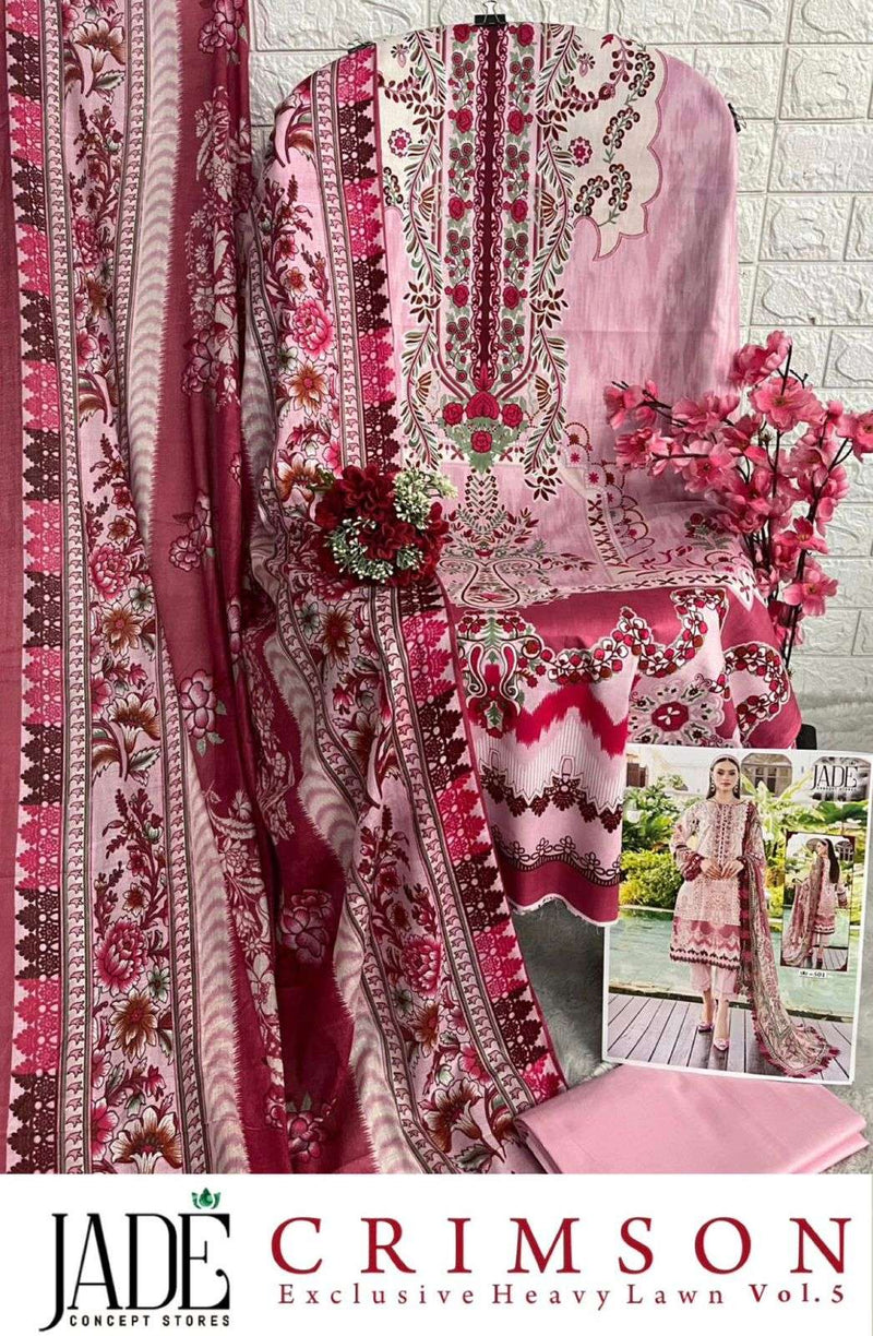 Jade Crimson Exclusive Heavy Lawn Cotton Collection Vol 5  Fancy Designer Salwar Suit