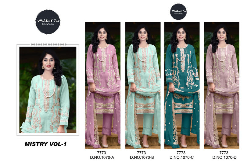 Mehboob Tex Mistry Vol 1 D No 1070 Organza Heavy Embroidery Work Pakistani Salwar Kameez