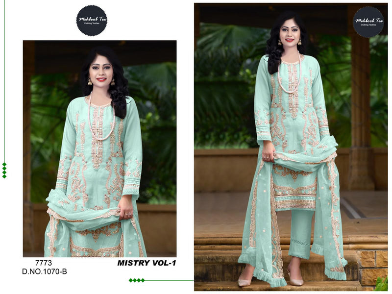 Mehboob Tex Mistry Vol 1 D No 1070 Organza Heavy Embroidery Work Pakistani Salwar Kameez