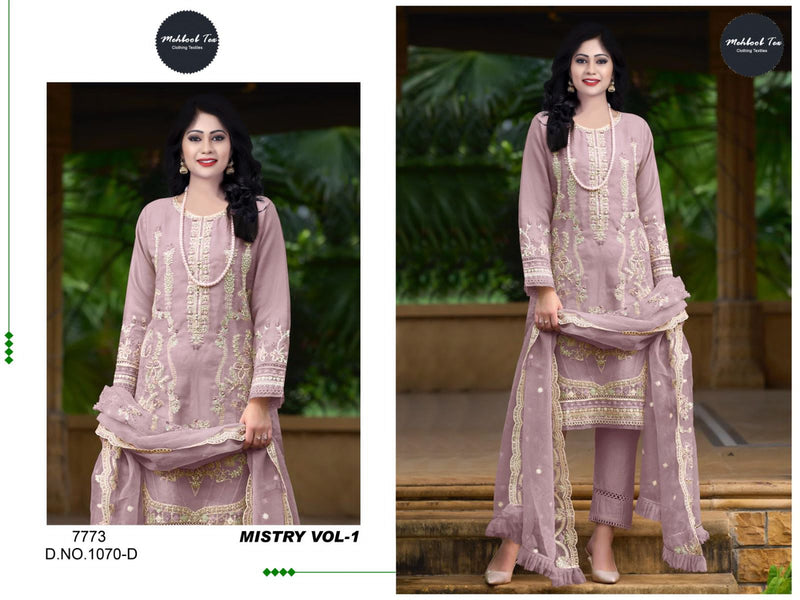 Mehboob Tex Mistry Vol 1 D No 1070 Organza Heavy Embroidery Work Pakistani Salwar Kameez